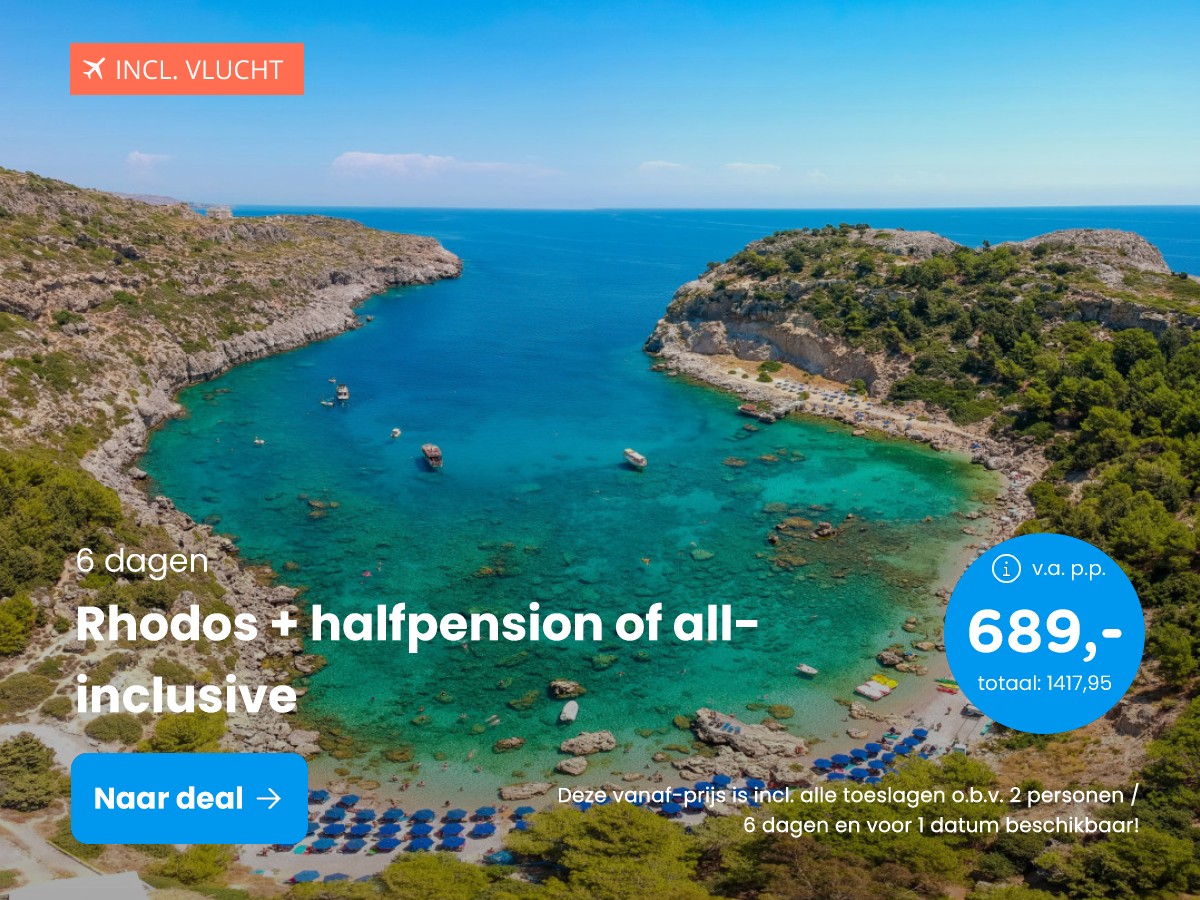 Halfpension of all-inclusive op Rhodos incl. vlucht en transfer