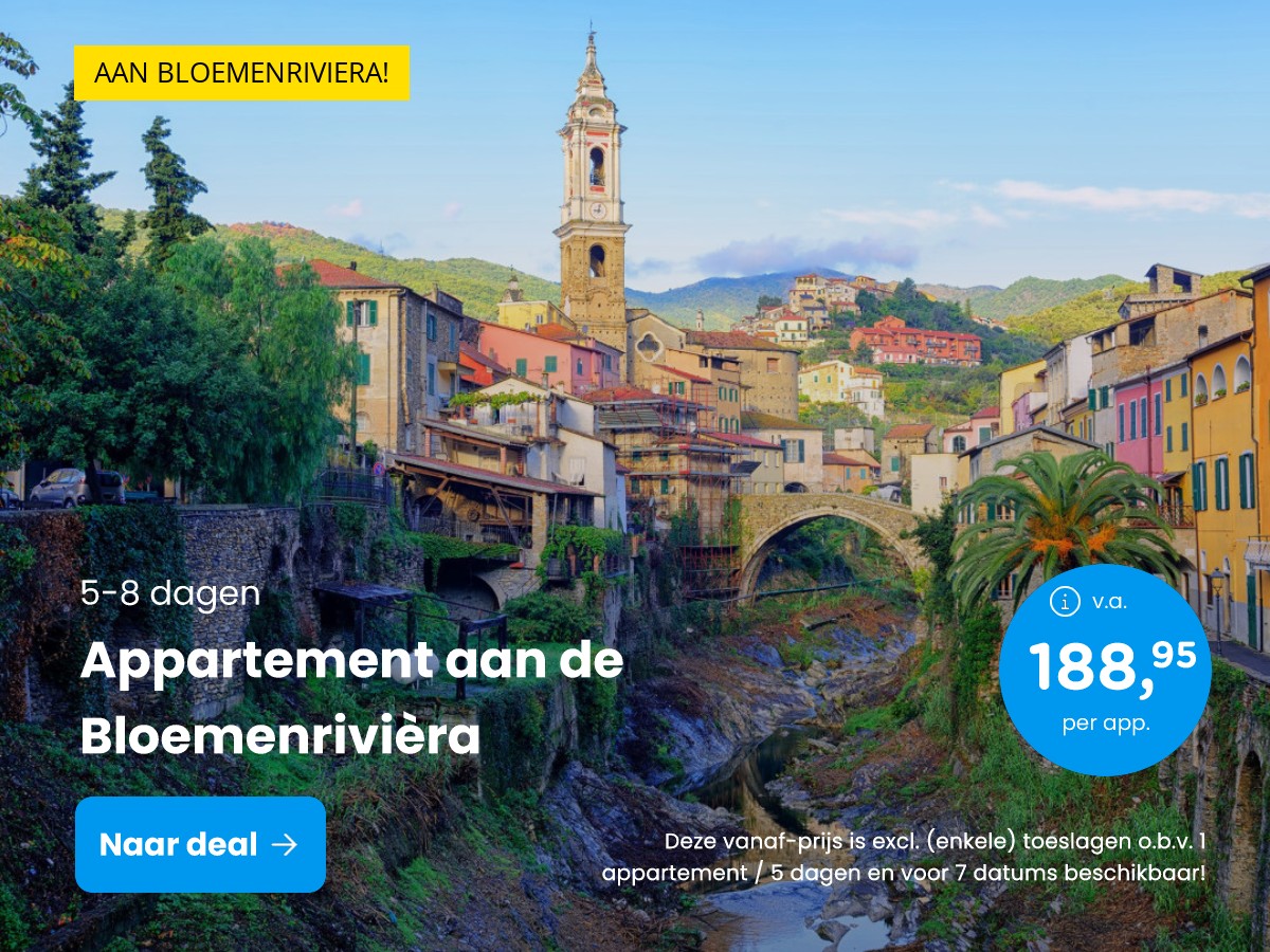 Vakantie aan de Bloemenrivièra in Italië in eigen appartement