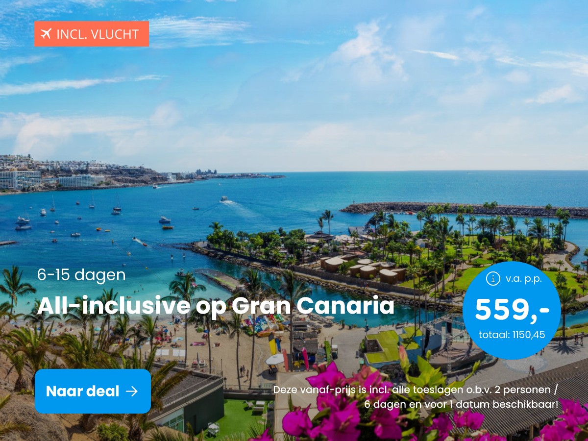 All-inclusive winterzon vakantie op Gran Canaria incl. vlucht en transfer