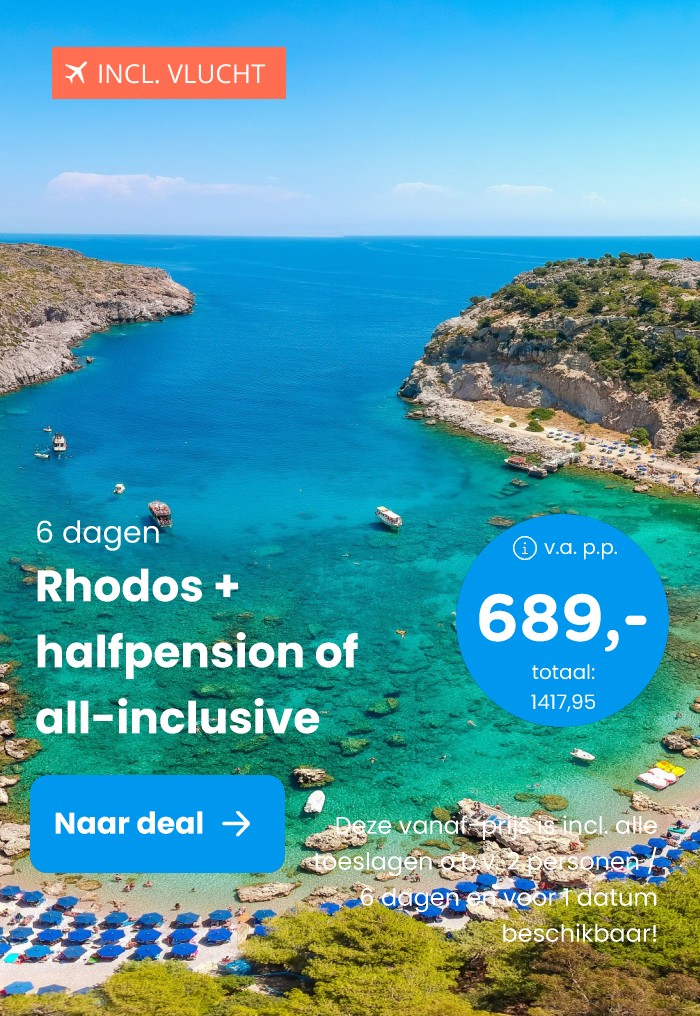 Halfpension of all-inclusive op Rhodos incl. vlucht en transfer