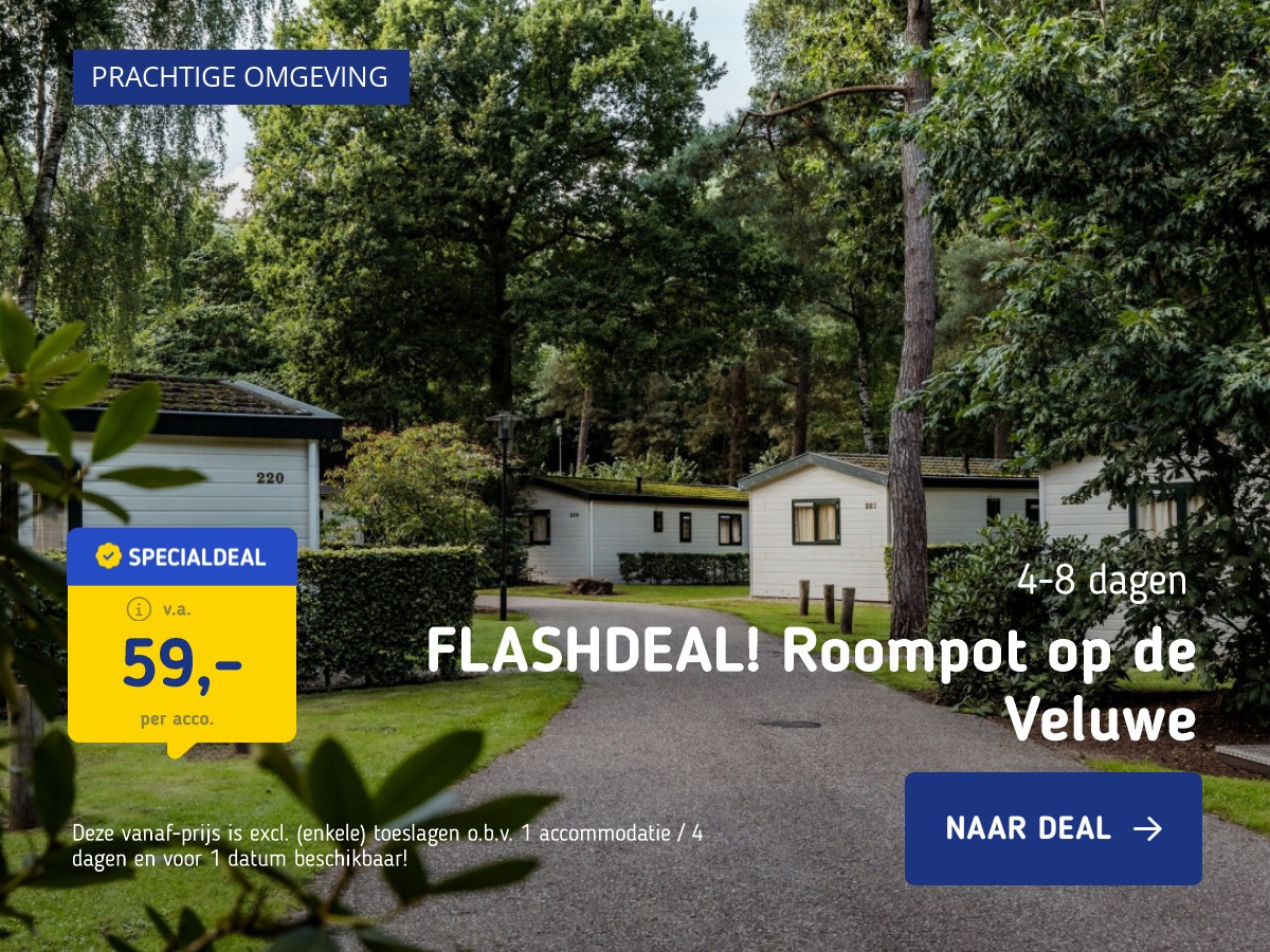 FLASHDEAL! ⚡️ Met het gezin in een chalet in Roompot Bospark De Schaapskooi op de Veluwe