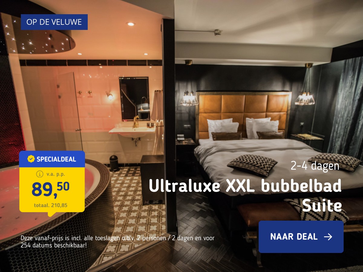 SUITE FLASH DEAL! ⚡️Verblijf in een ultraluxe XXL bubbelbad Suite in een 4*-hotel in Ede