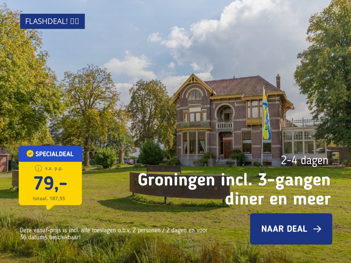 FLASHDEAL! ⚡️In landelijk Groningen incl. ontbijt, 4-gangendiner en luxe kamer met bubbelbad