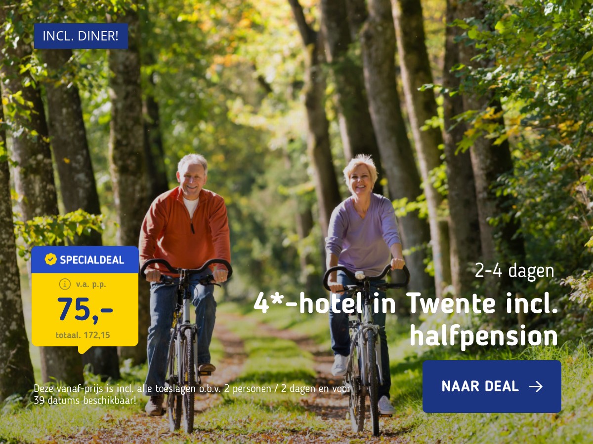 FLASHDEAL! ⚡️Verblijf in een 4*-hotel in Twente incl. ontbijt en 2-gangendiner