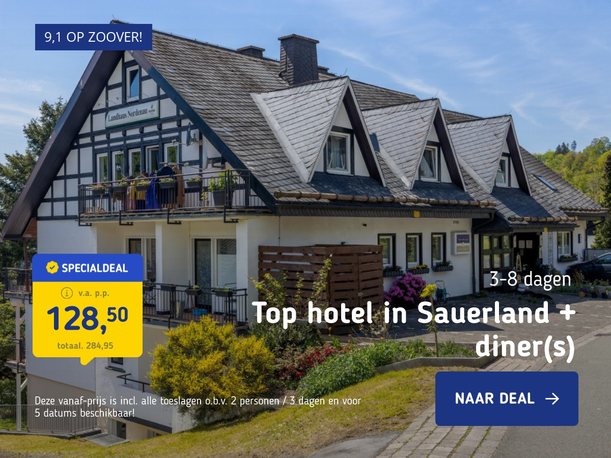 Top hotel in Sauerland incl. ontbijt en 3-gangendiner(s)