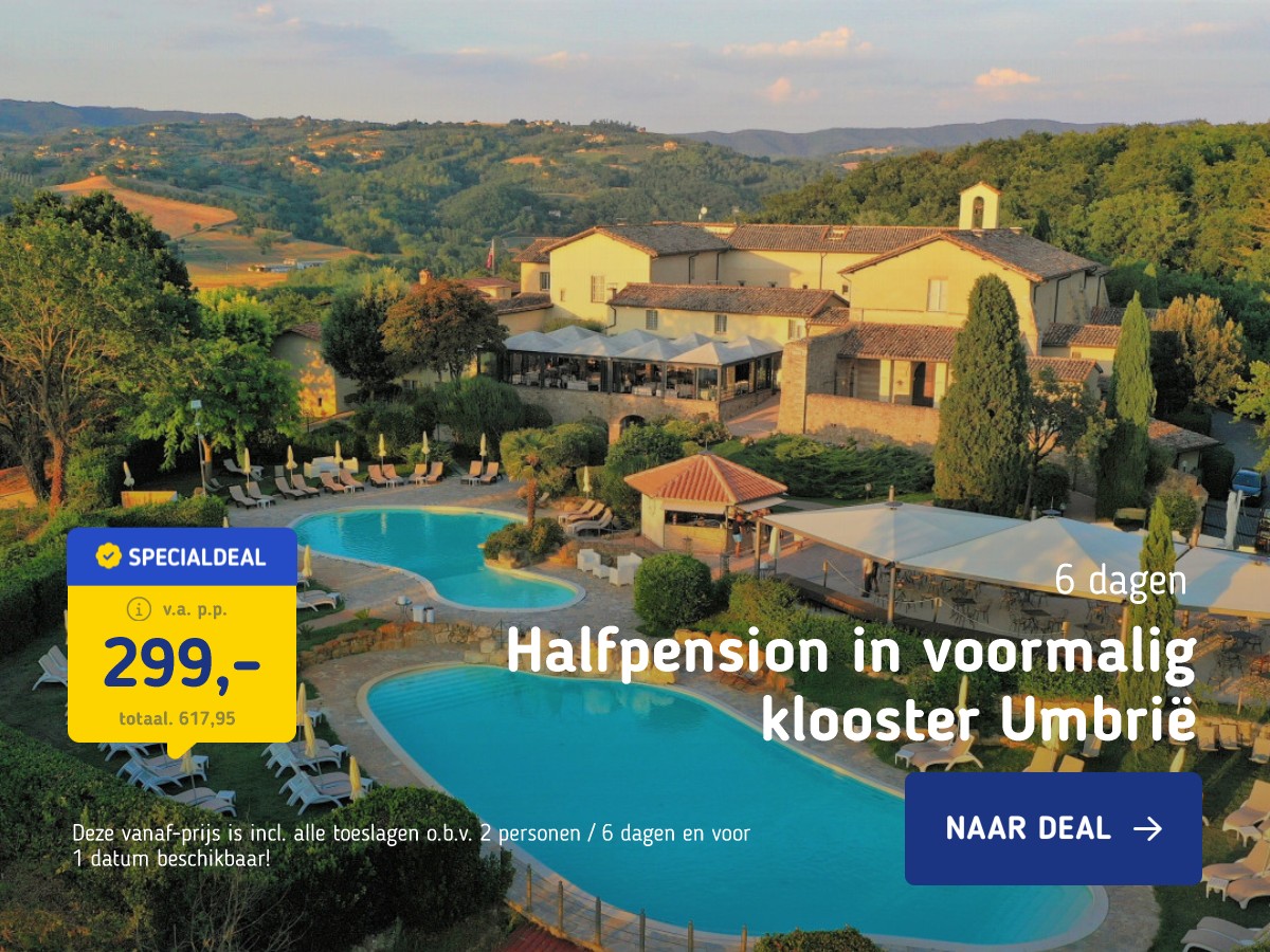 STUNT!⚡ 4*-Kloosterhotel in Umbrië: Incl. 3-gangendiner, wijnproeverij en spa bezoek!