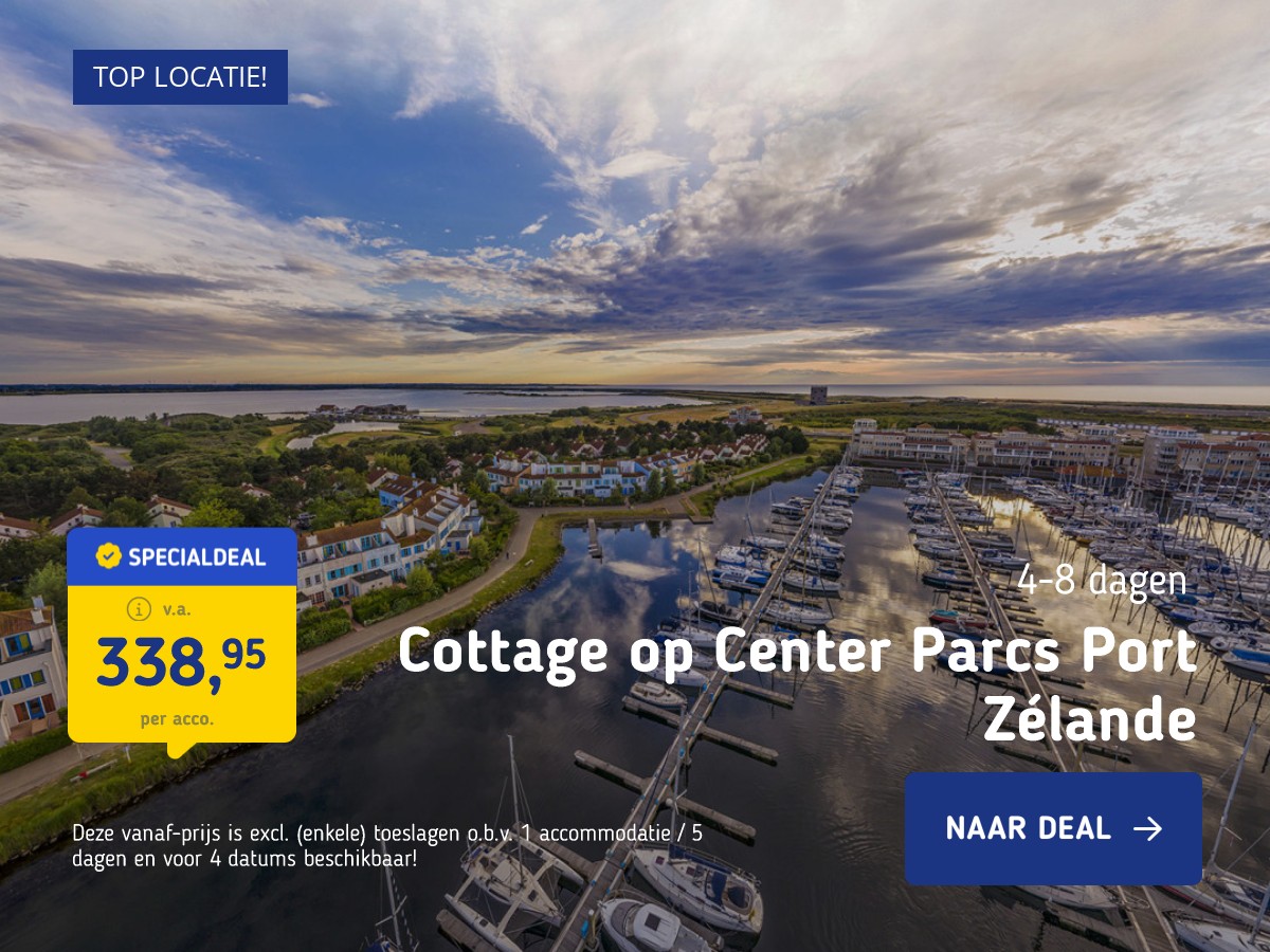 Cottage op Center Parcs aan het Grevelingenmeer en Noordzeestrand