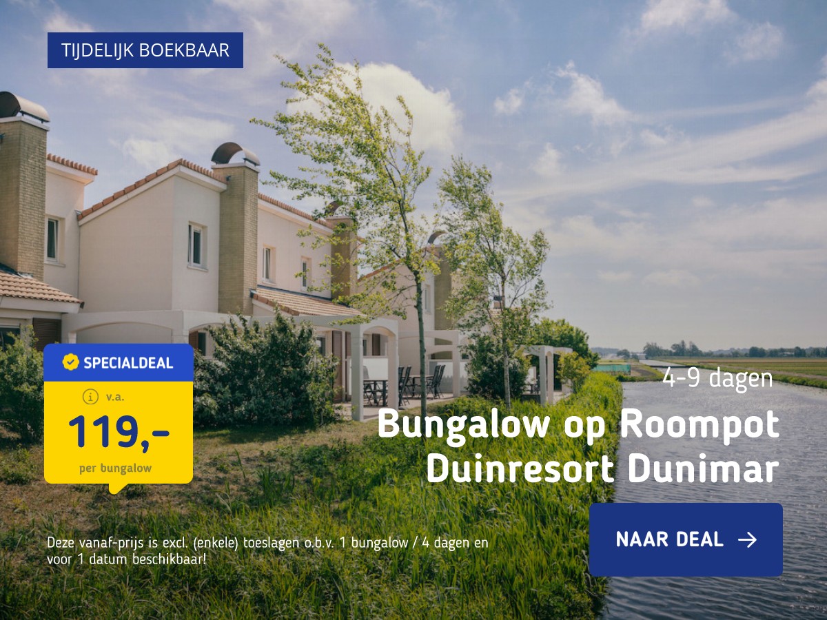 FLASHDEAL! ⚡ Uitwaaien op Roompot Duinresort Dunimar