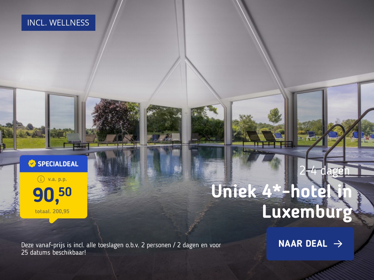 Uniek 4*-hotel in Luxemburg incl. ontbijt en wellness