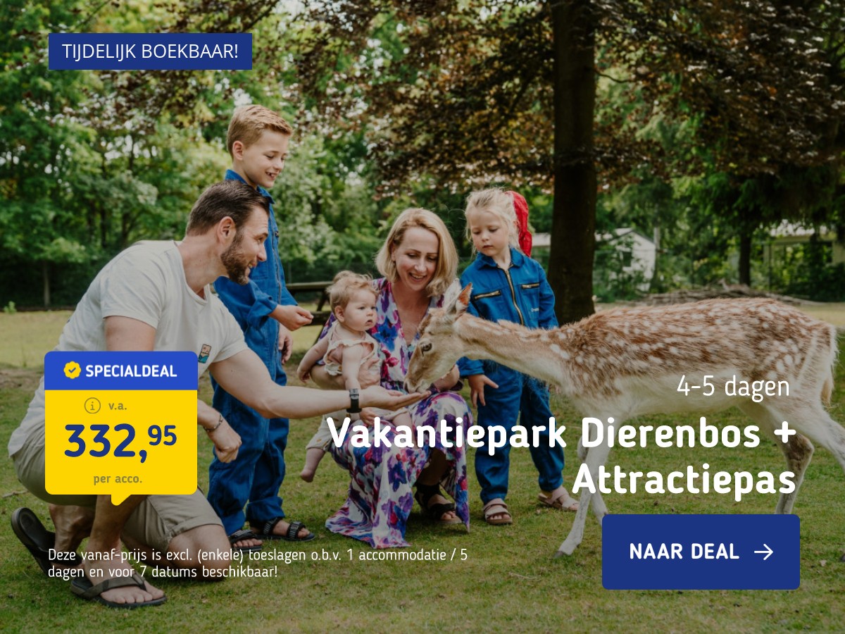 FLASHDEAL!⚡ Vakantiepark Dierenbos incl. toegang Beekse Bergen!