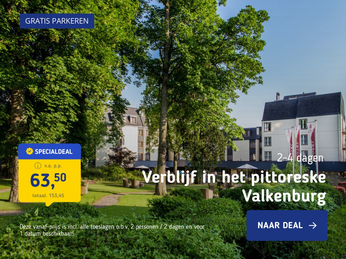 Verblijf in het pittoreske Valkenburg aan de Geul incl. uitgebreid ontbijtbuffet en gratis parkeren