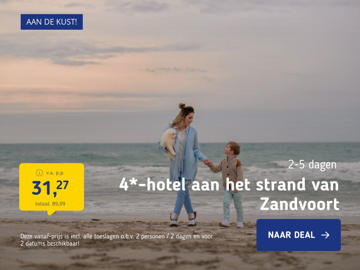 Verblijf in een 4*-hotel aan het strand van Zandvoort nabij Haarlem