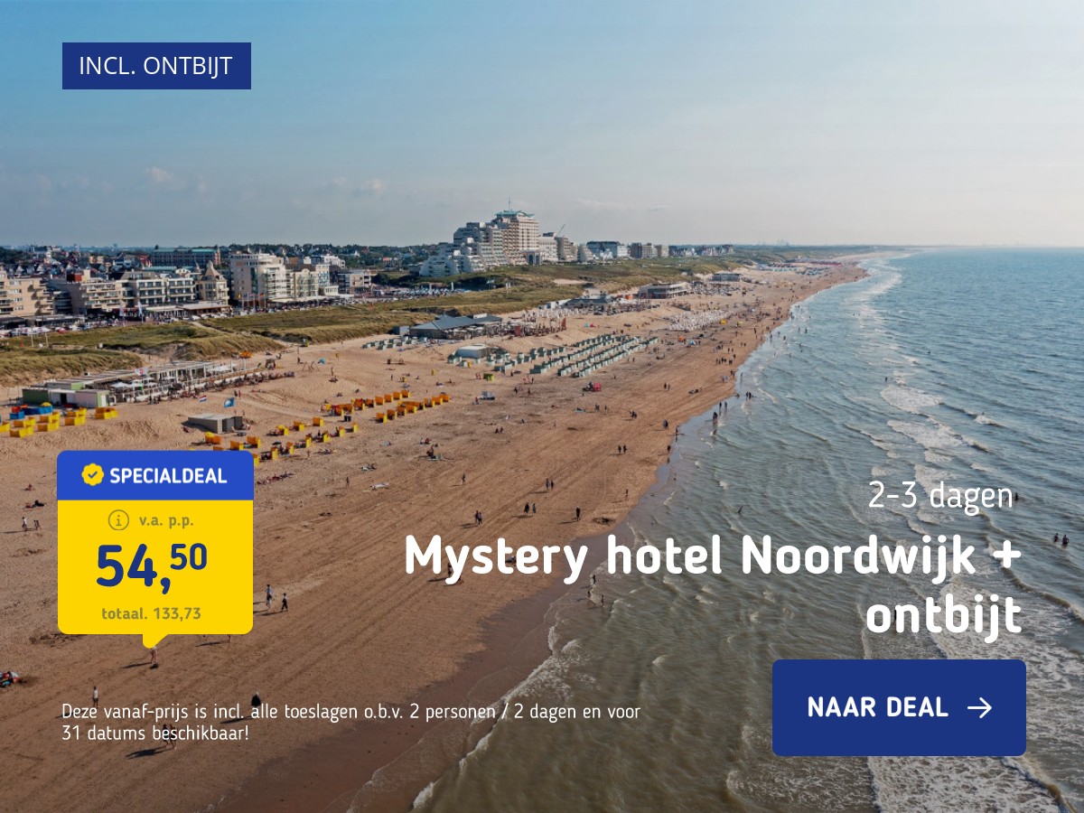 Mystery 4*-hotel in de omgeving van Noordwijk incl. ontbijt