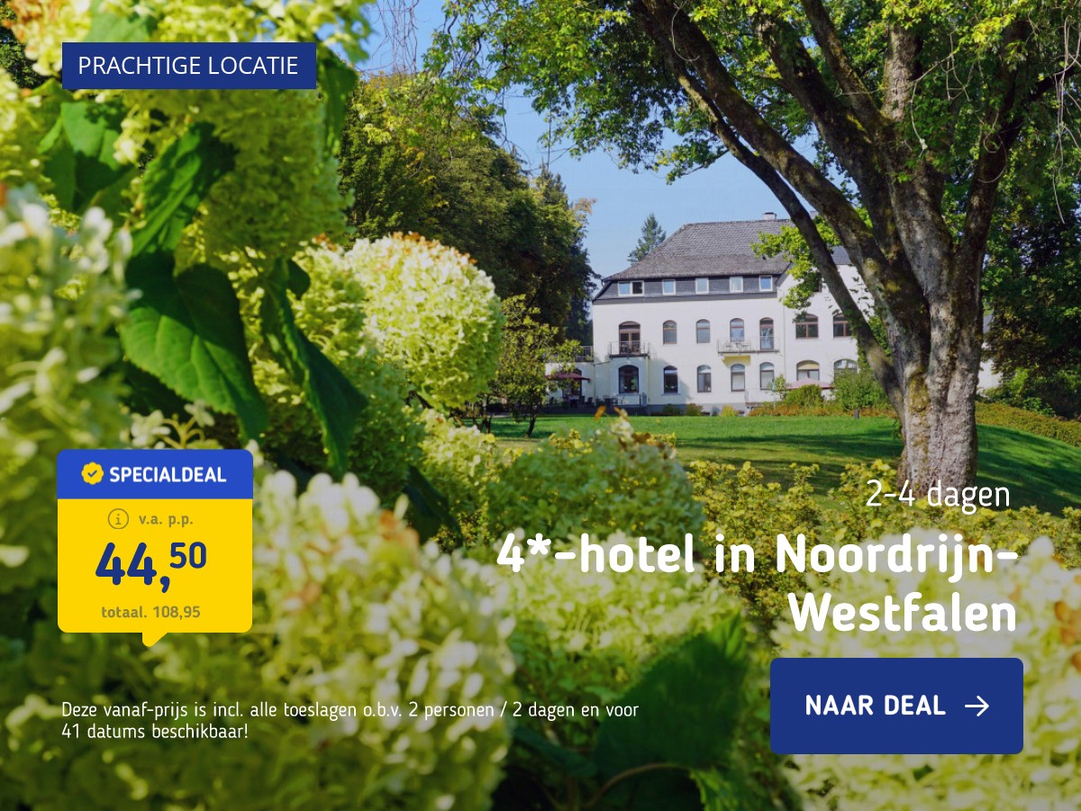 MEGADEAL! ⚡ 4*-hotel in prachtige vallei in Noordrijn-Westfalen incl. ontbijt en lunchpakket