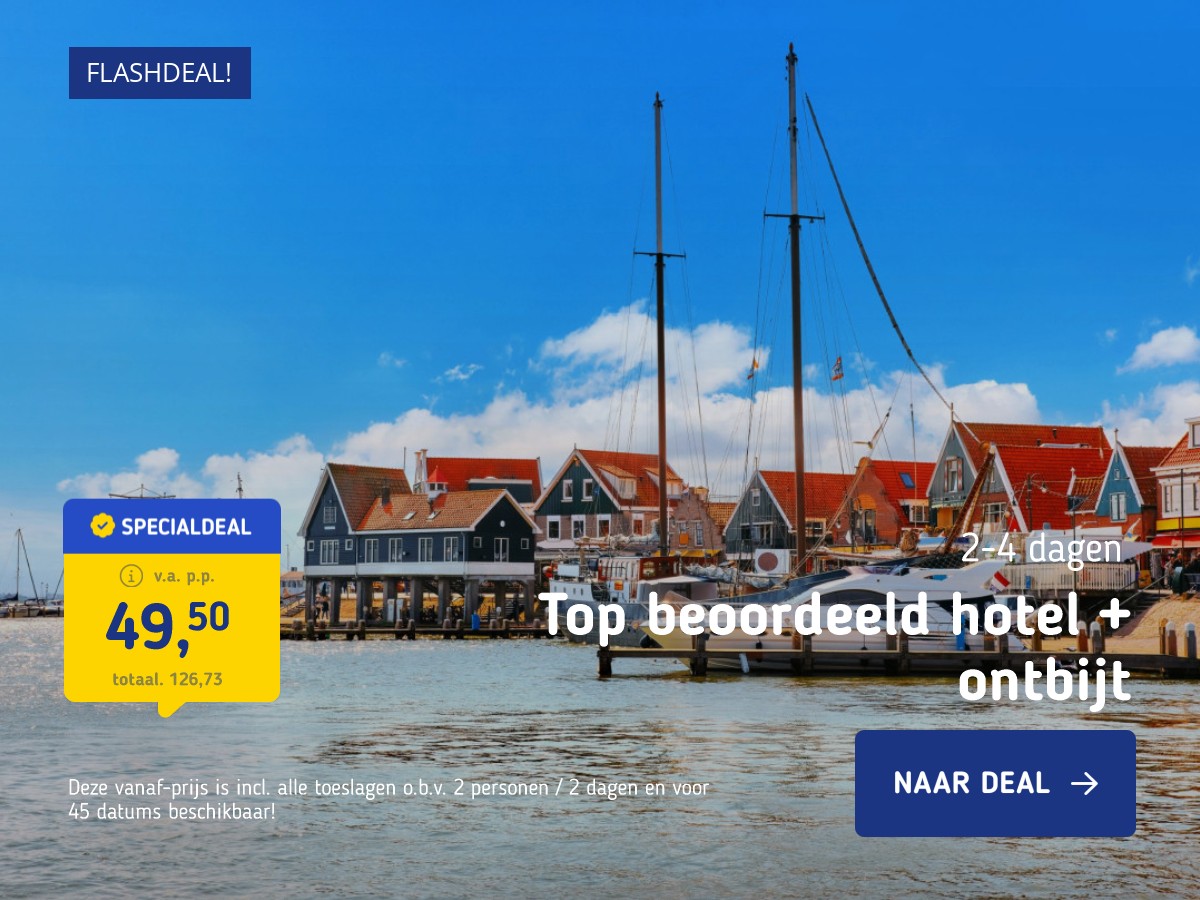 FLASHDEAL!⚡ Hotelkamer op Roompot Marinapark Volendam incl. ontbijt