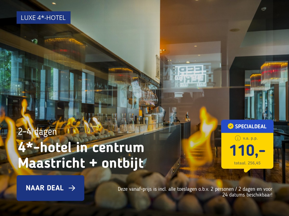 Verblijf in een 4*-hotel in het historisch centrum van Maastricht incl. ontbijt