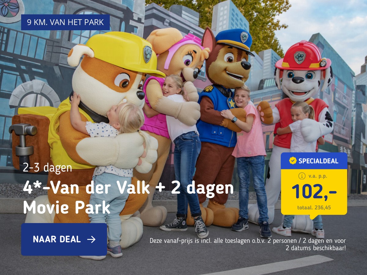 EXTRA IN PRIJS VERLAAGD! ⚡️ 2 dagen Movie Park Germany incl. 4*-Van der Valk hotel op slechts 9 km.