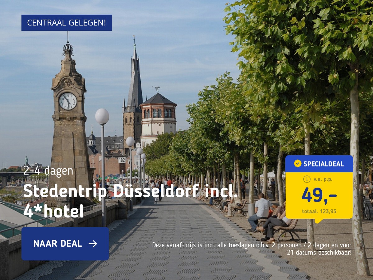 Stedentrip in een 4*-hotel in Düsseldorf incl. ontbijt en een welkomstdrankje