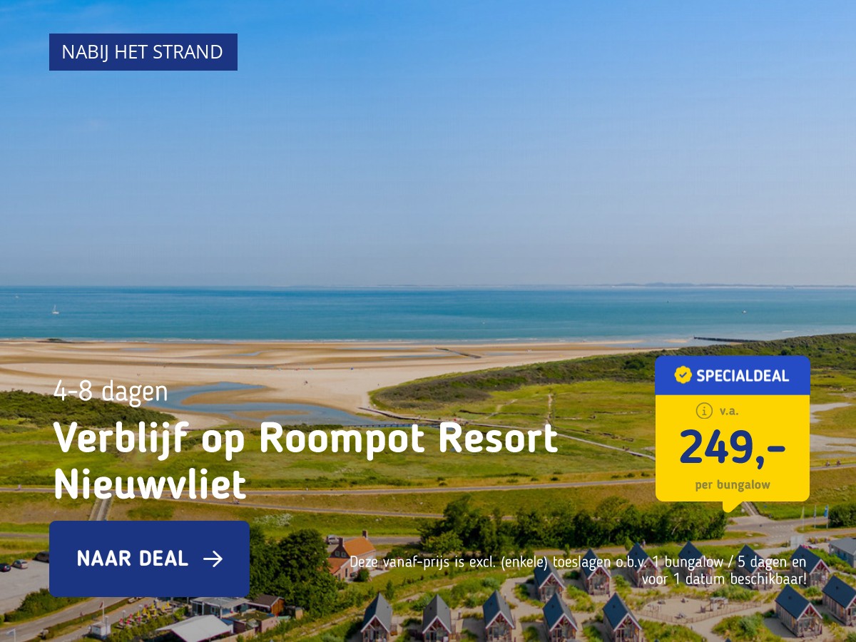 FLASHDEAL! ⚡ Verblijf op Roompot Beach Resort Nieuwvliet-Bad