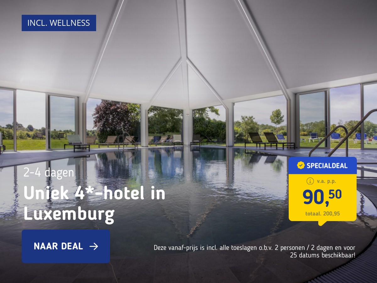 Uniek 4*-hotel in Luxemburg incl. ontbijt en wellness