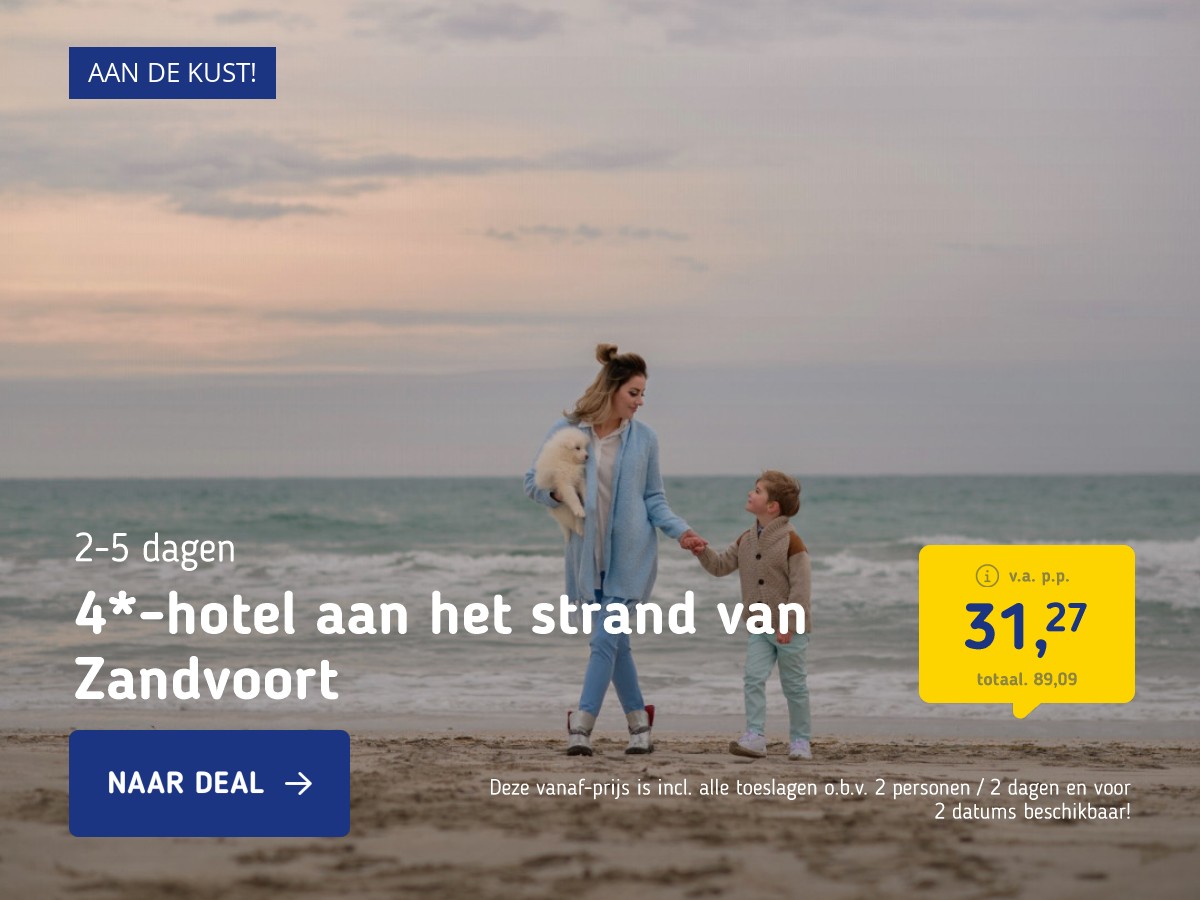 Verblijf in een 4*-hotel aan het strand van Zandvoort nabij Haarlem