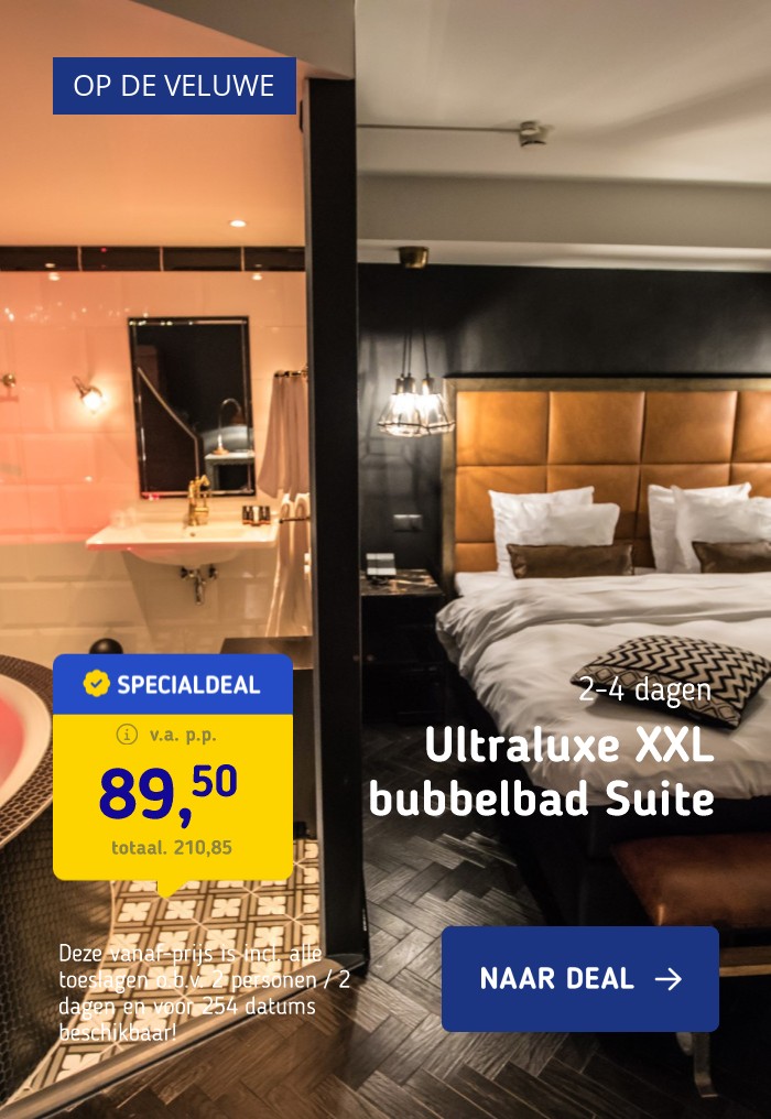 SUITE FLASH DEAL! ⚡️Verblijf in een ultraluxe XXL bubbelbad Suite in een 4*-hotel in Ede