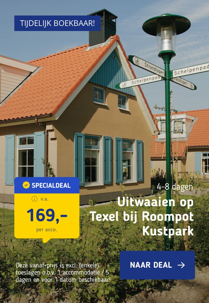 FLASHDEAL! ⚡Uitwaaien op Texel bij Roompot Kustpark Texel