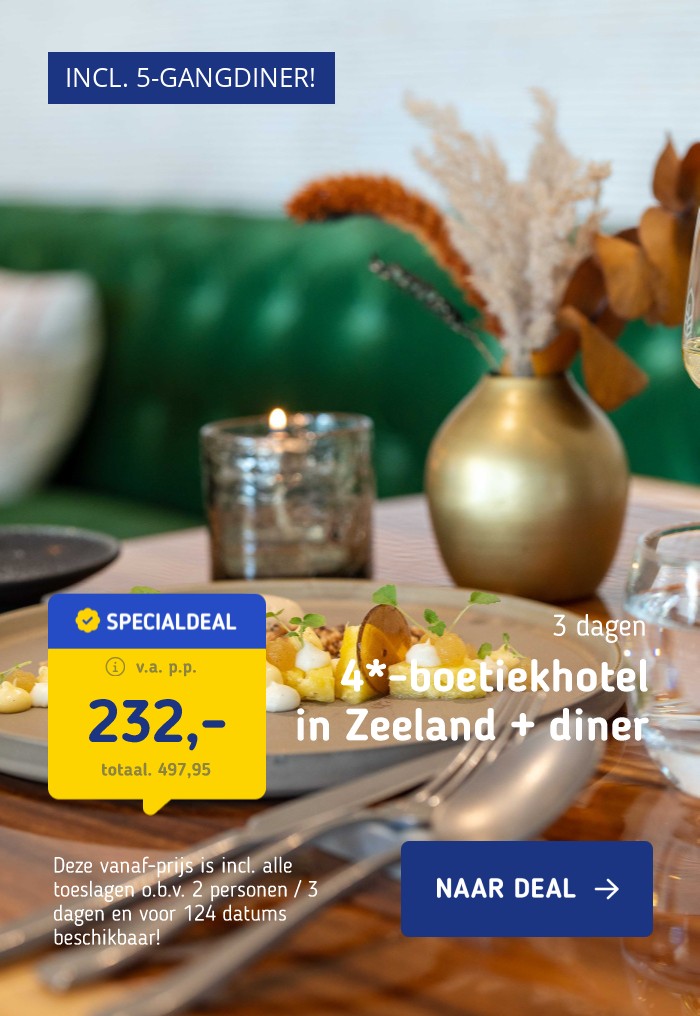 CULINAIR SPECIAL! ⚡ Luxe 4*-boetiekhotel nabij het strand in Burgh-Haamstede incl. ontbijt en 5-gangendiner