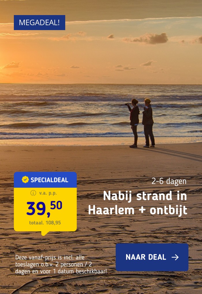 MEGADEAL! ⚡ Geniet van stad & strand in Haarlem bij Bloemendaal aan zee incl. ontbijt!