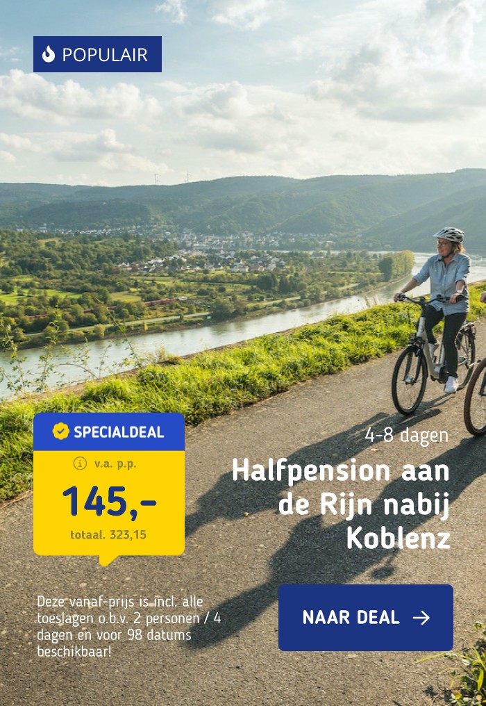 4, 5 of 6 dagen halfpension aan de Rijn nabij Koblenz