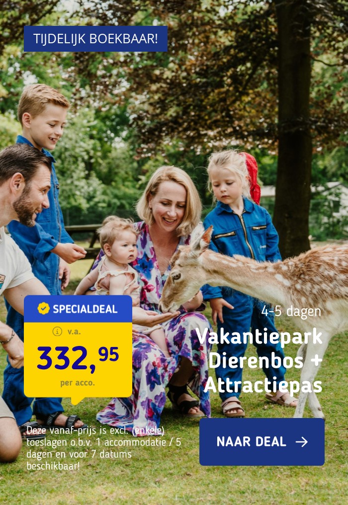 FLASHDEAL!⚡ Vakantiepark Dierenbos incl. toegang Beekse Bergen!