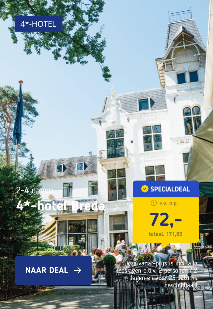 Mega Deal: Comfort Bubbelbad Kamer in prachtig 4* Hotel Breda nabij het centrum incl. ontbijt