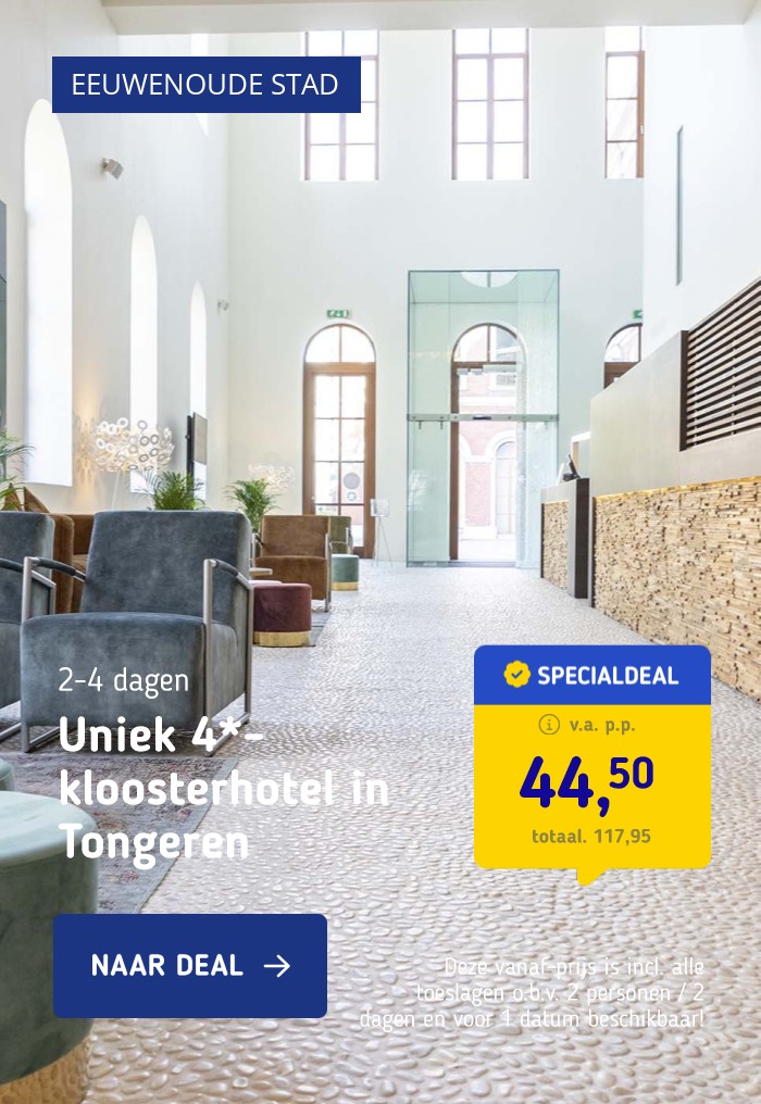 Verblijf in uniek 4*-kloosterhotel in Tongeren nabij Maastricht